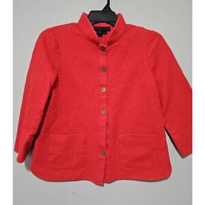 Vintage NINA MCLEMORE Textured Button Cotton Jacket Womens 8 Red